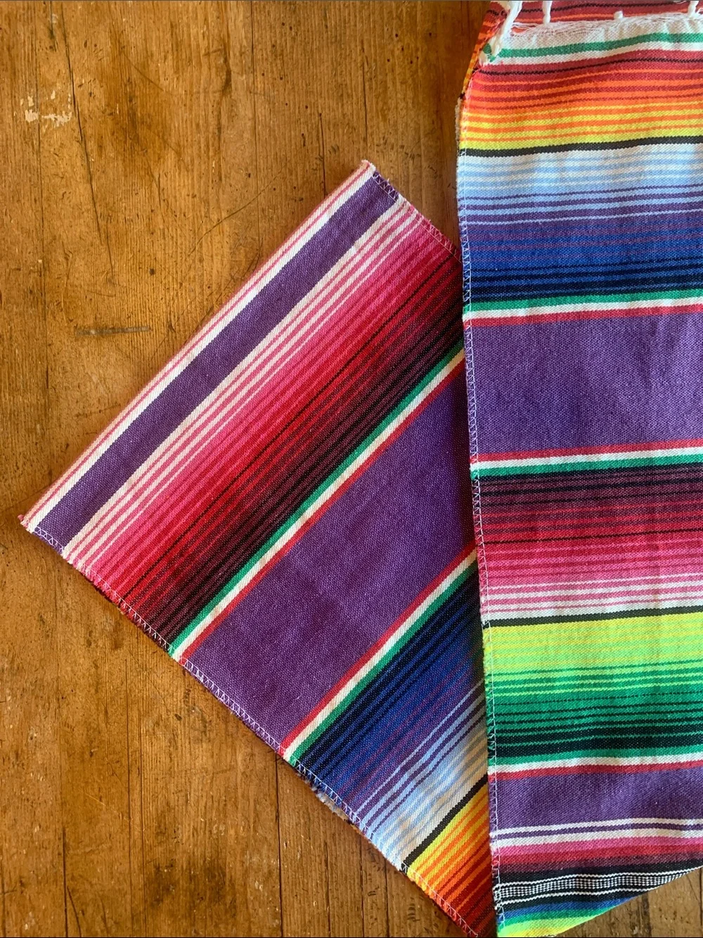 Vibrant Striped Table Runner and Napkin Set - Purple Multicolor